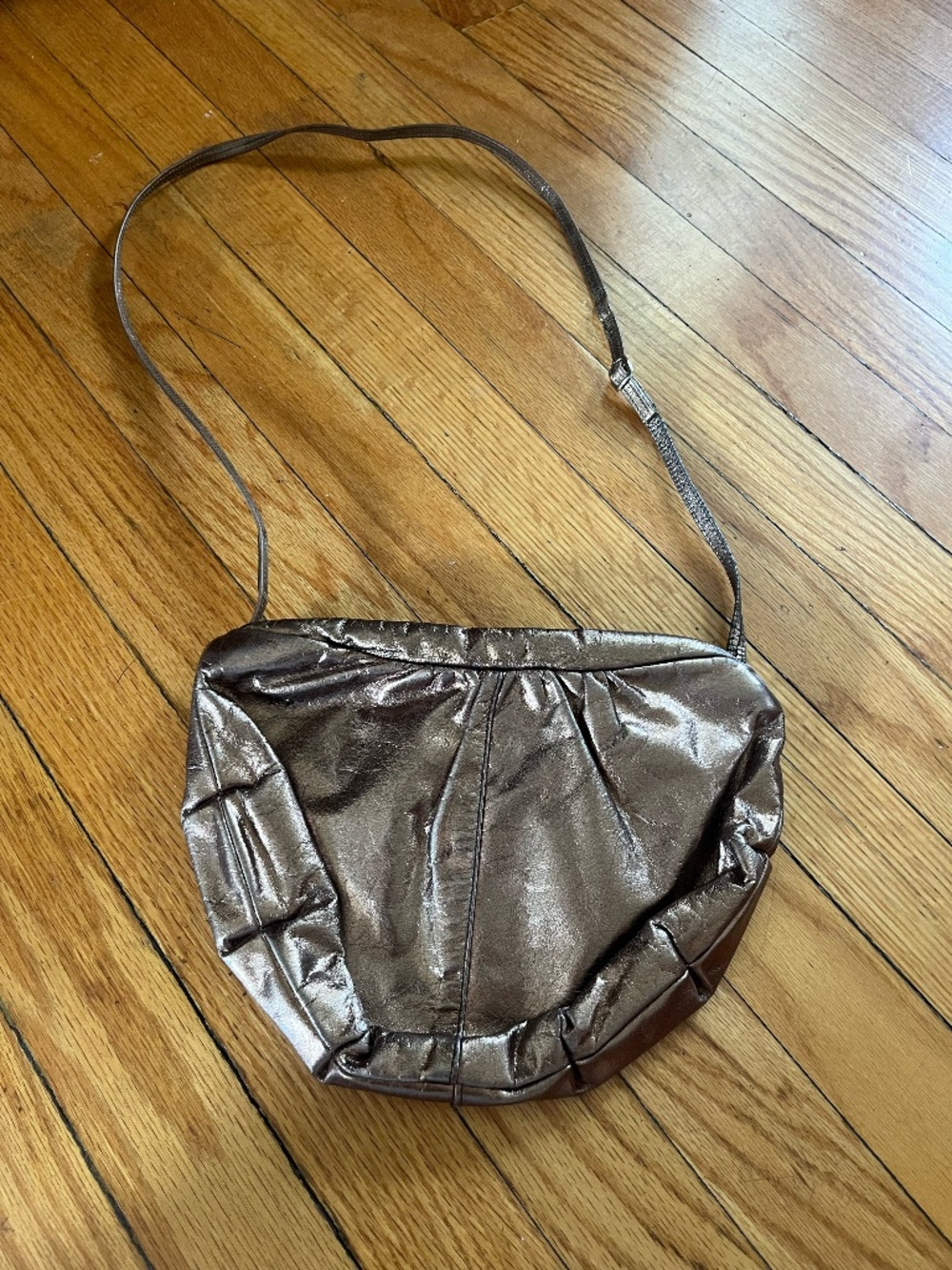 Bill Dorf Womens Vintage Gold Colored Zipper Shoulder Bag Purse